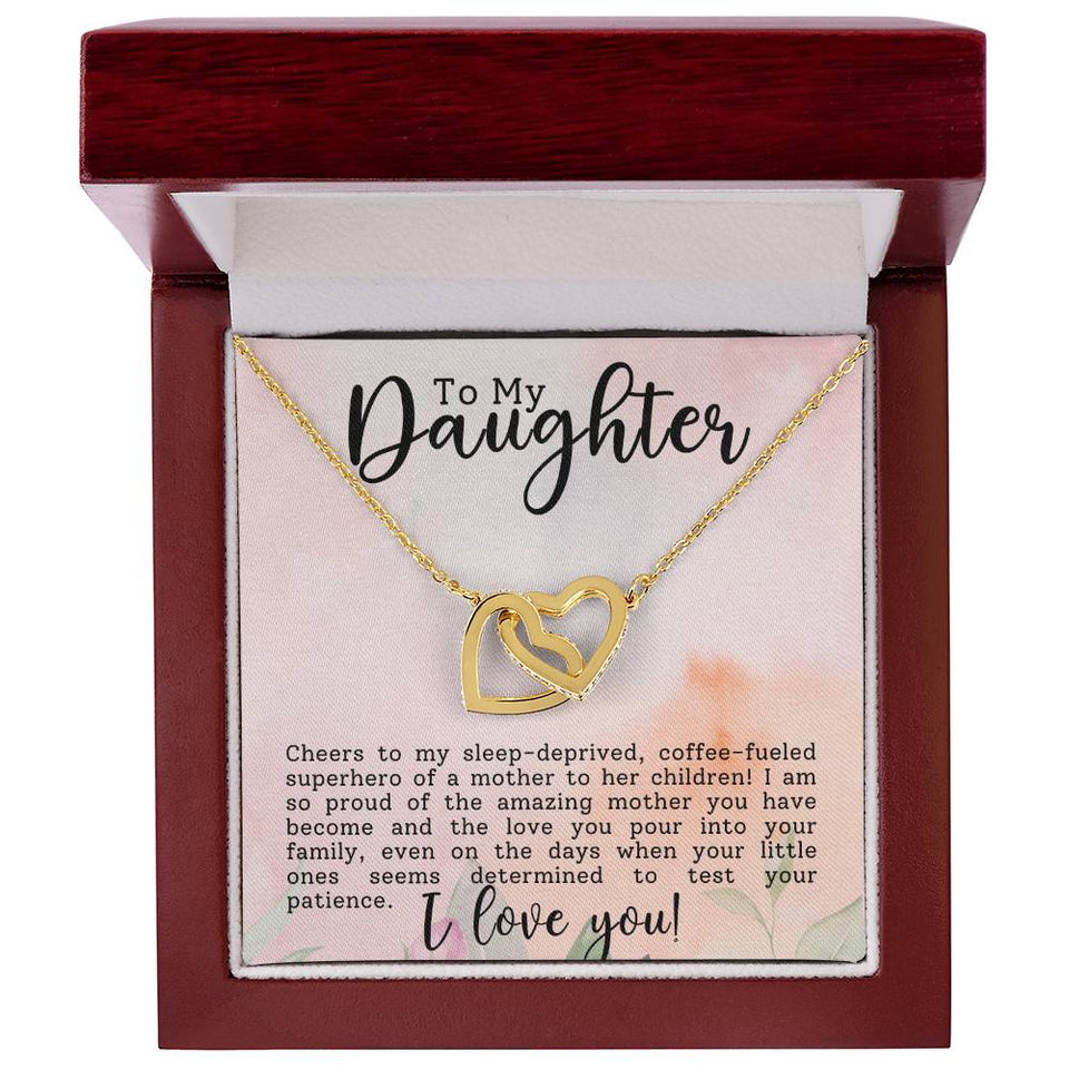 Daughter Superhero Interlocking Hearts Necklace