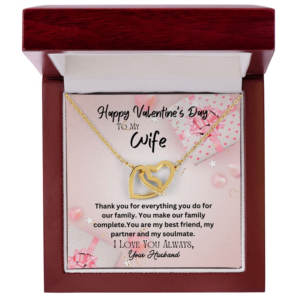 Happy Valentine's Day To My Wife Interlocking Hearts Necklace Gift For Mom, necklace For Wife, Gift For Mother's Day