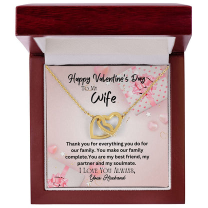 Happy Valentine's Day To My Wife Interlocking Hearts Necklace Gift For Mom, necklace For Wife, Gift For Mother's Day