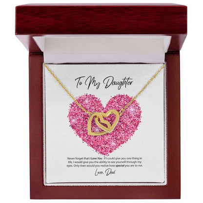 To My Daughter Love Dad Interlocking Hearts Necklace