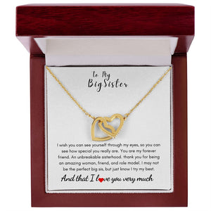 To My Big Sister - Interlocking Hearts Necklace - Unbreakable Gift For Mom, necklace For Wife, Gift For Mother's Day