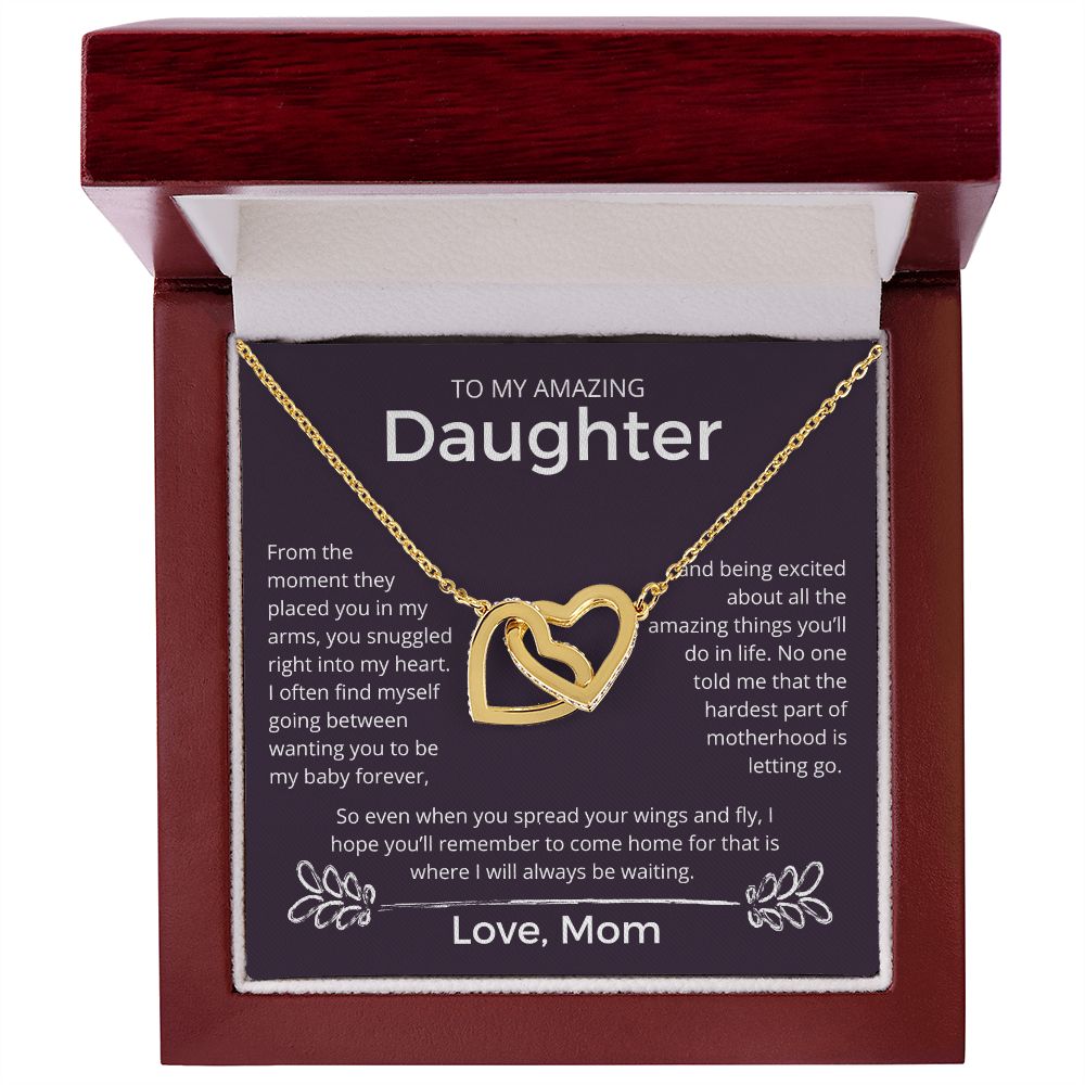 You Snuggled Right Into My Heart - Interlocking Hearts Necklace For Daughter