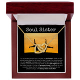 Soul Sister - Interlocking Hearts  Necklace - Black Card/Cartwheel Gift For Mom, necklace For Wife, Gift For Mother's Day