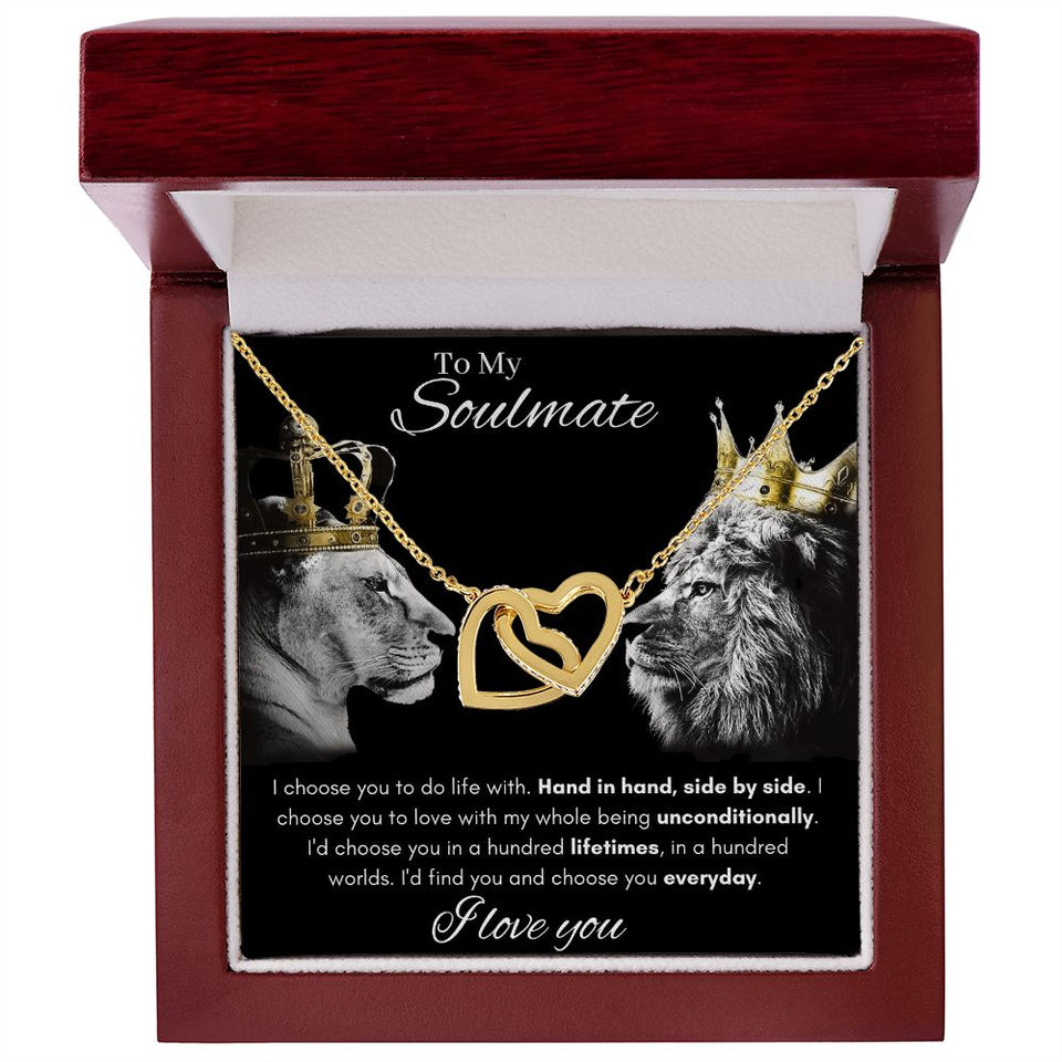 To My Soulmate - Interlocking Hearts Necklace - Hand in Hand Gift For Mom, necklace For Wife, Gift For Mother's Day