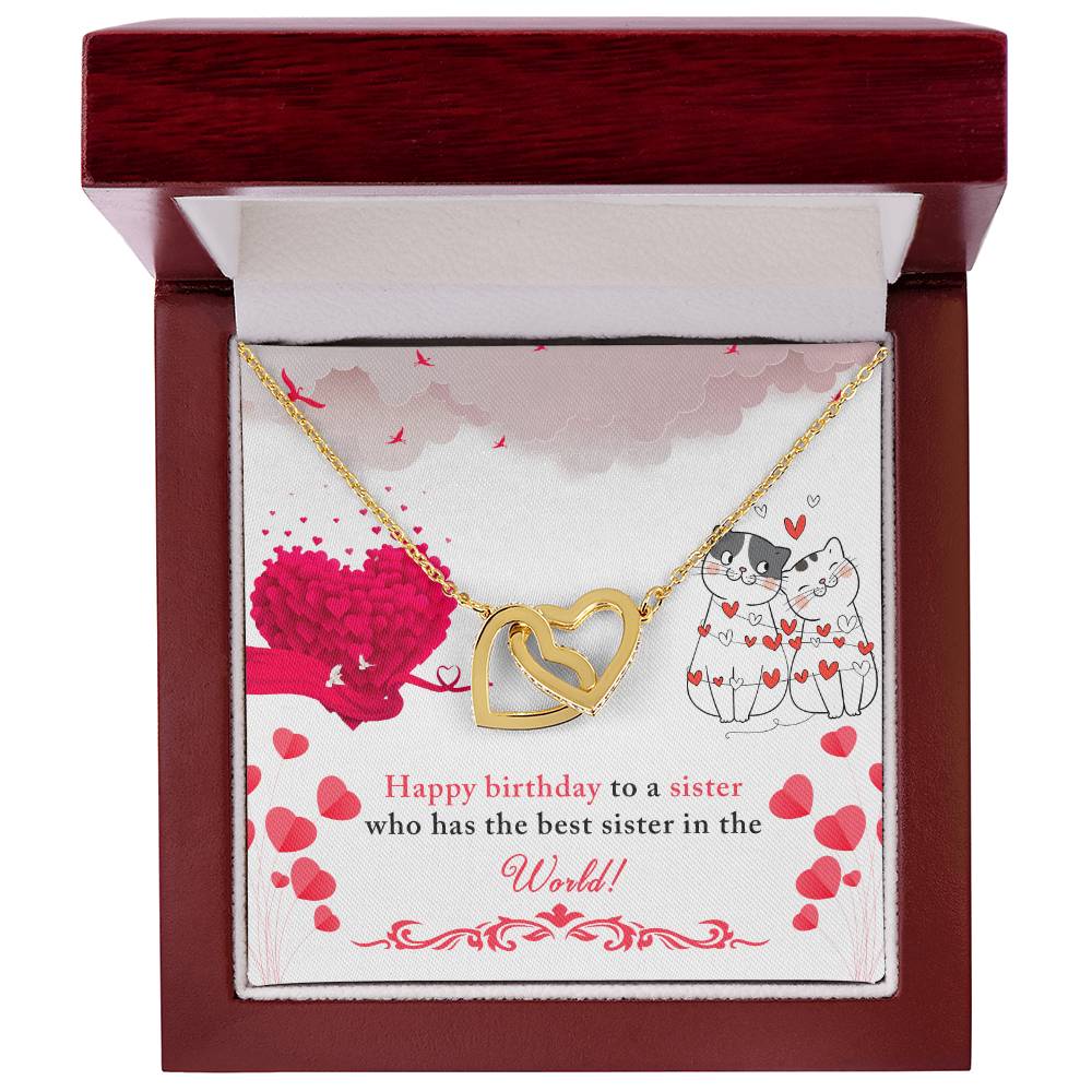 Sister Birthday Interlocking Hearts Necklace