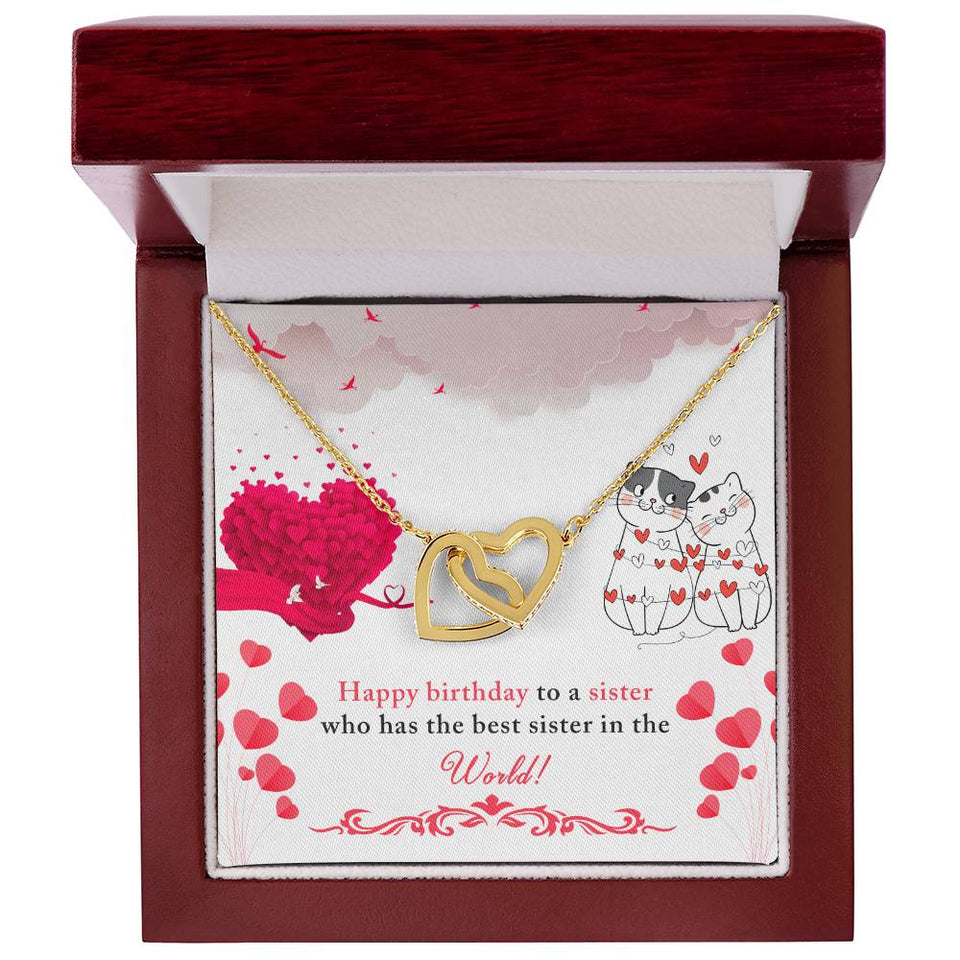 Sister Birthday Interlocking Hearts Necklace