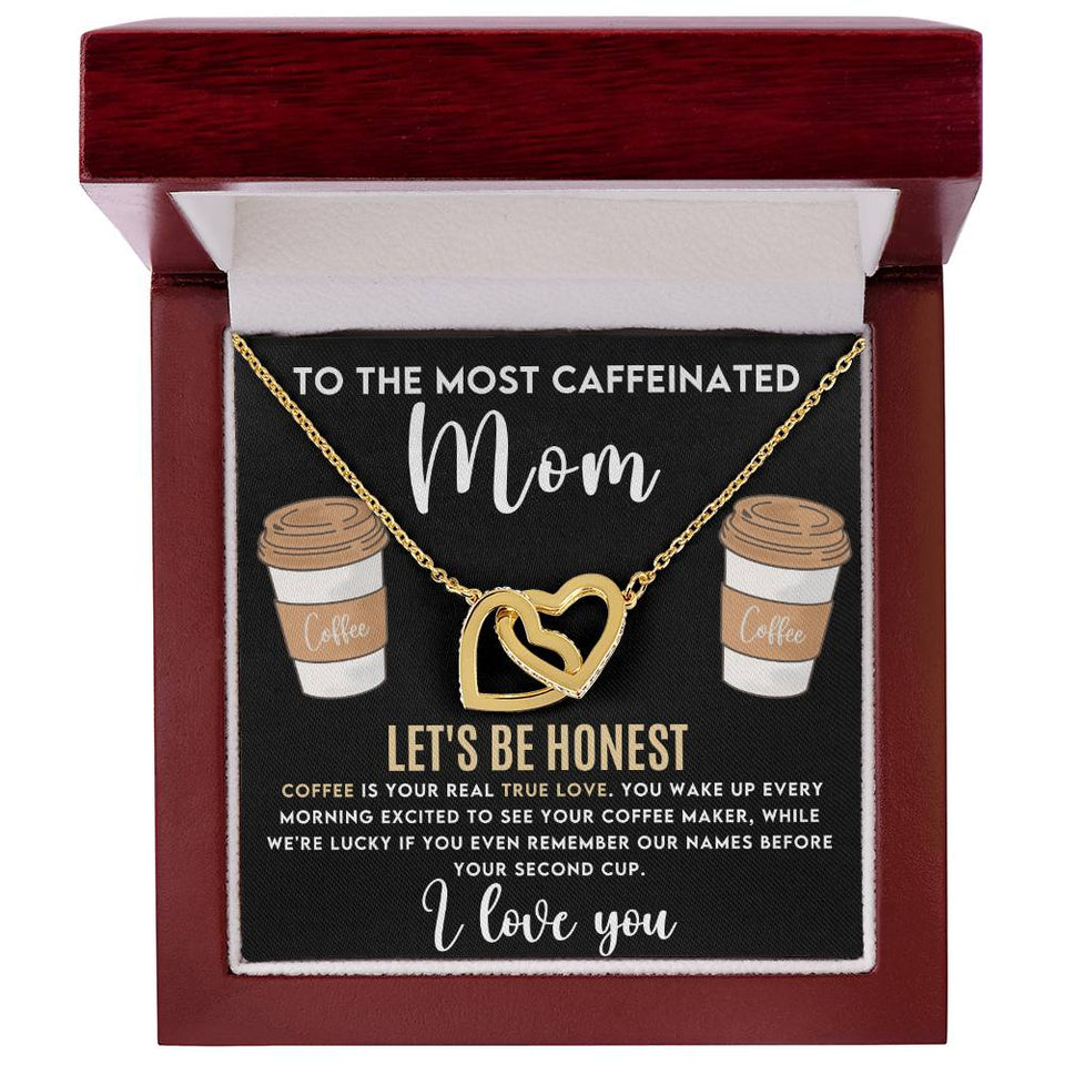 Caffeinated Mom Interlocking Hearts Necklace