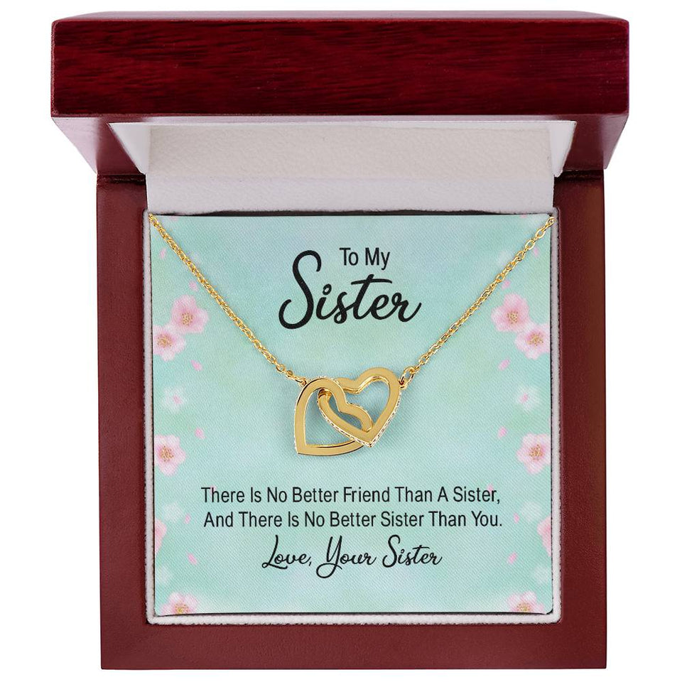 No Better Friend than a Sister Interlocking Hearts Necklace