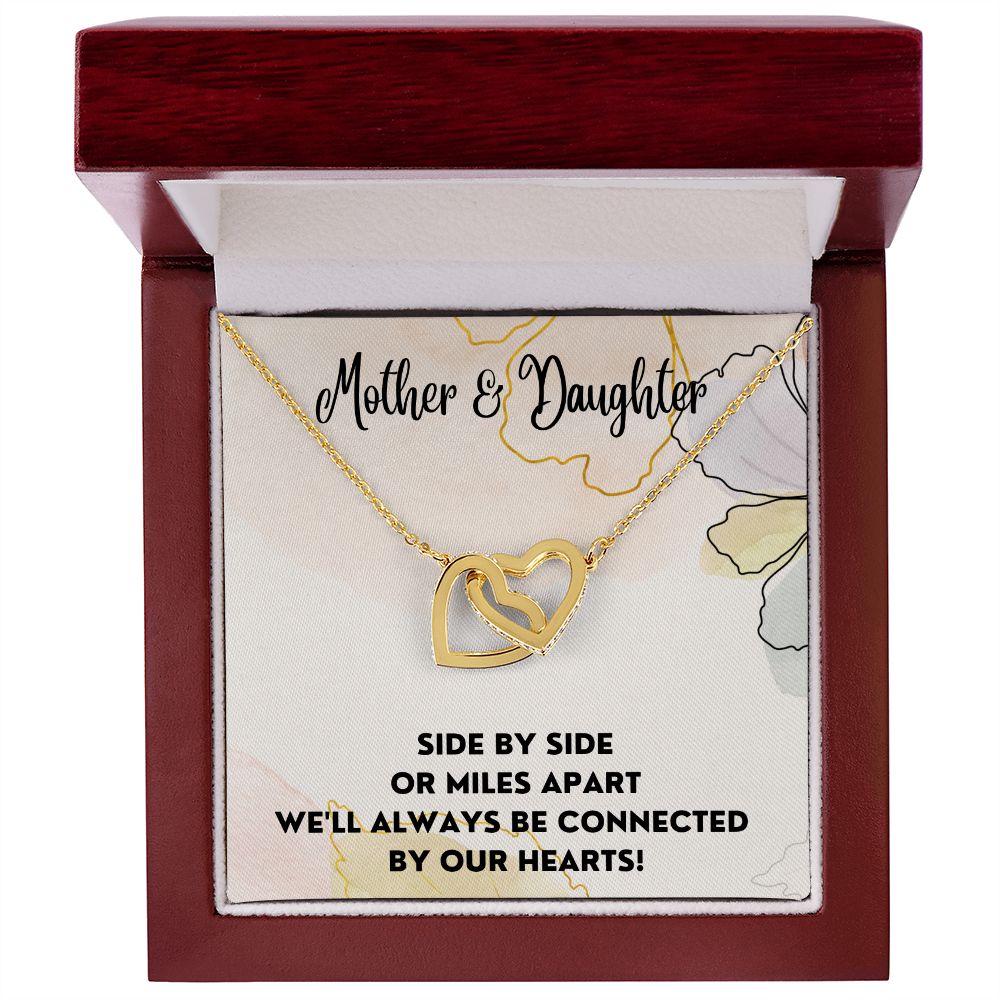 Connected By Our Hearts - Interlocking Hearts Necklace For Daughter