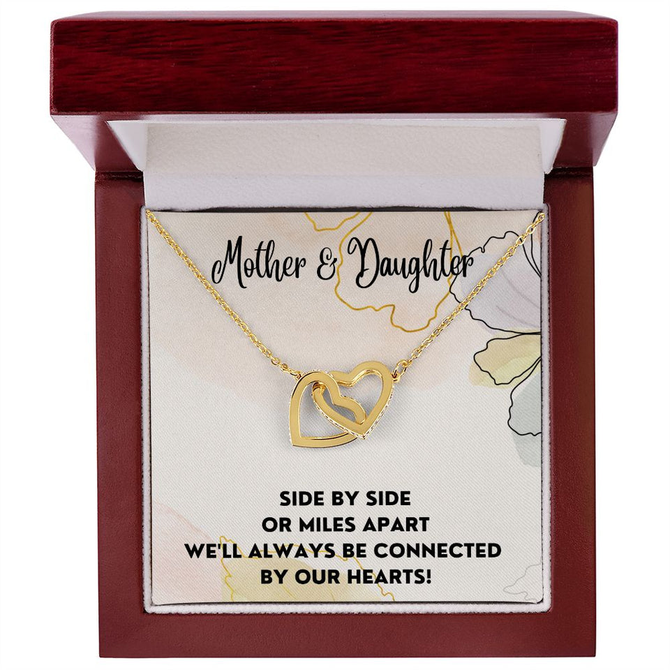 Connected By Our Hearts - Interlocking Hearts Necklace For Daughter