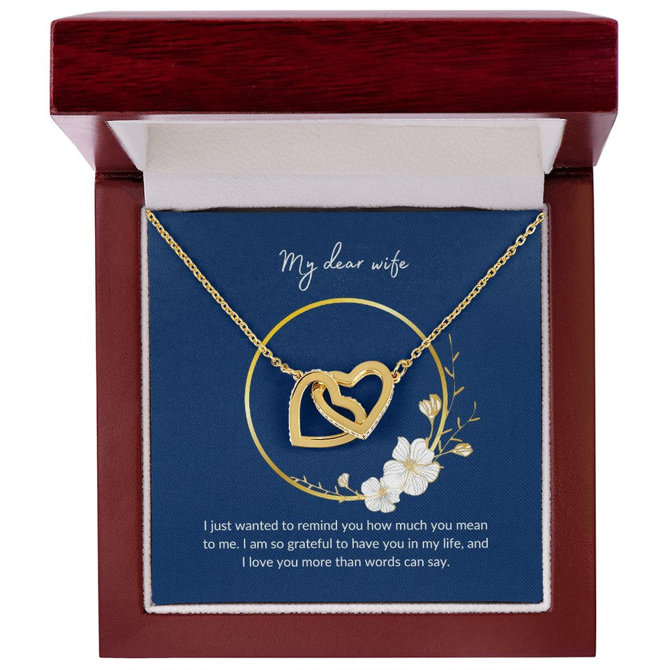 Wife - I Love You More Than Words Can Say - Interlocking Hearts Necklace
