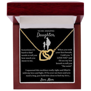 Hard To Find Words - Interlocking Hearts Necklace For Daughter