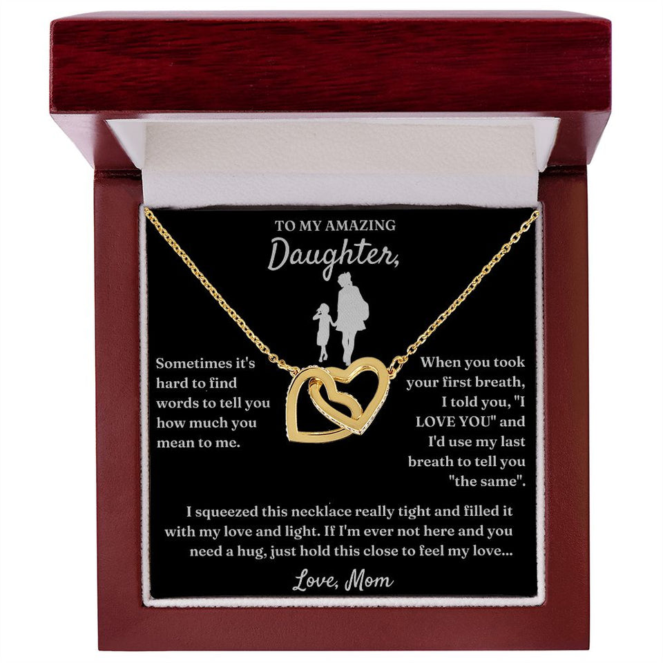 Hard To Find Words - Interlocking Hearts Necklace For Daughter
