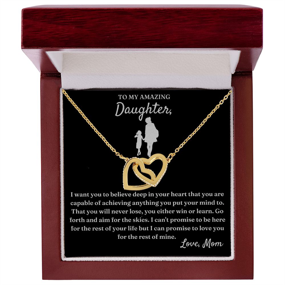 Capable Of Achieving Anything - Interlocking Hearts Necklace For Daughter