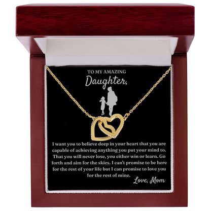Capable Of Achieving Anything - Interlocking Hearts Necklace For Daughter