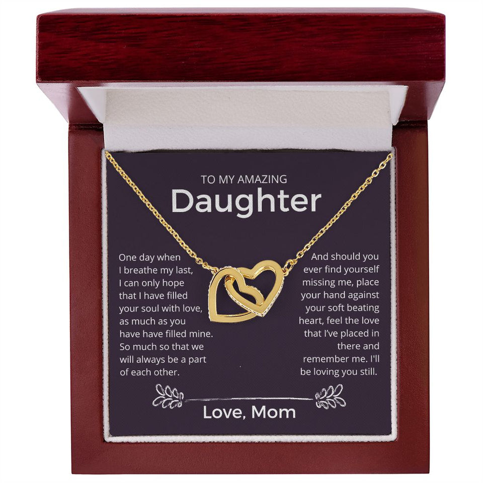 I'll Be Loving You Still - Interlocking Hearts Necklace For Daughter