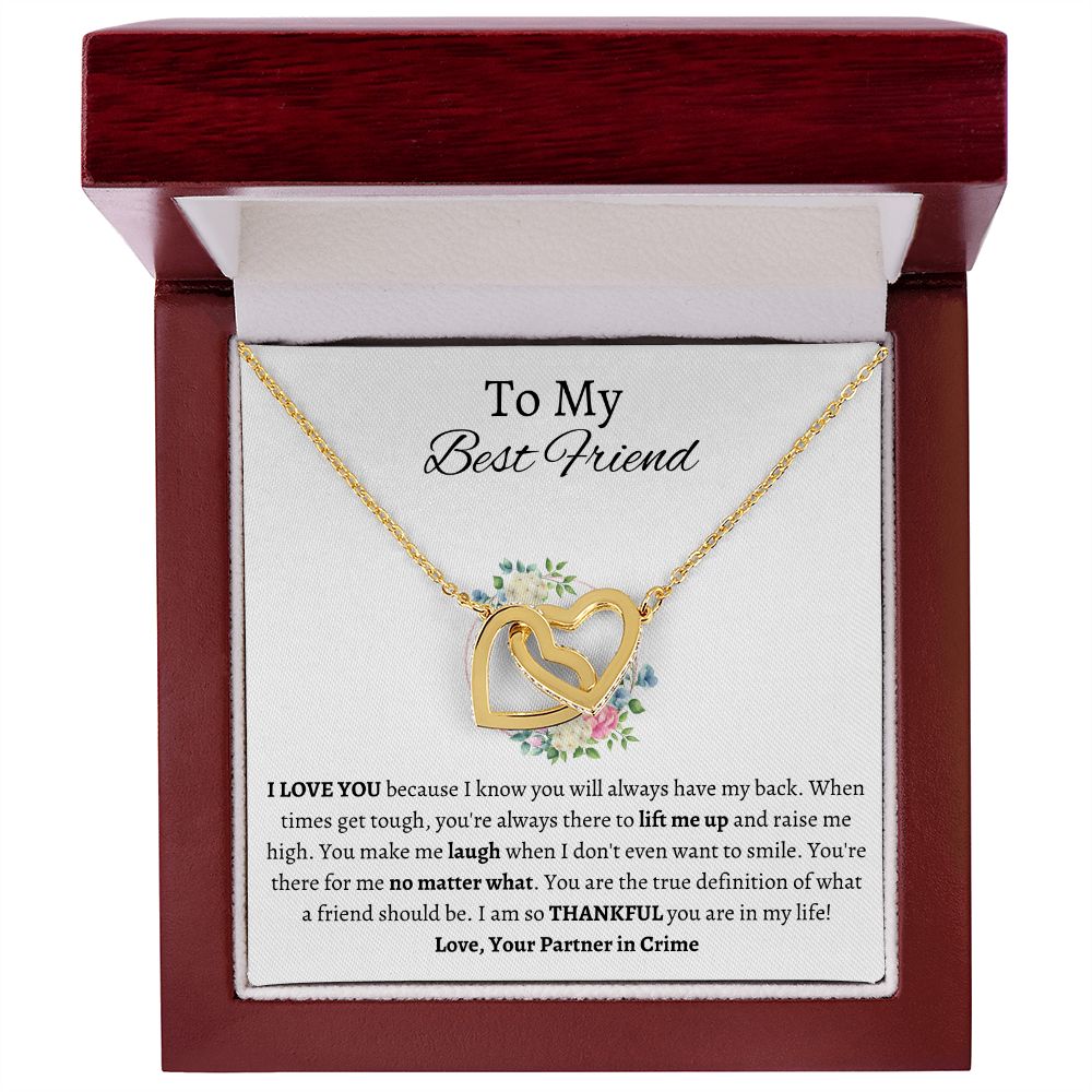 To My Best Friend - Interlocking Hearts Necklace - Partner in Crime Gift For Mom, necklace For Wife, Gift For Mother's Day