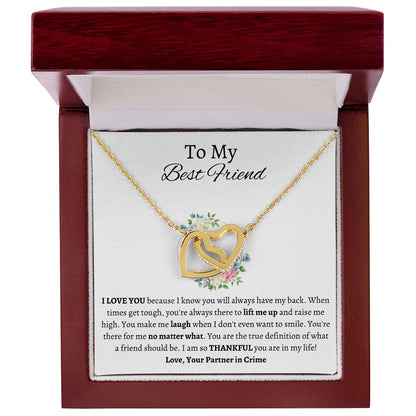 To My Best Friend - Interlocking Hearts Necklace - Partner in Crime Gift For Mom, necklace For Wife, Gift For Mother's Day