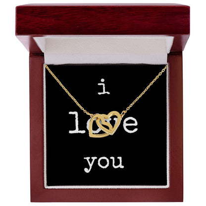 i love you - Interlocking Hearts Necklace - Black Gift For Mom, necklace For Wife, Gift For Mother's Day