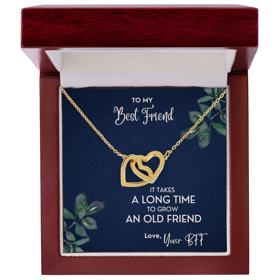 It Takes A Long Time To Grow An Old Friend - Interlocking Hearts Necklace