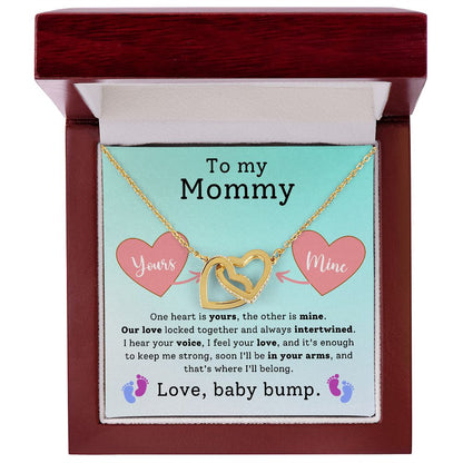 To My Mommy - I Hear Your Voice, I Feel Your Love Interlocking Hearts Necklace