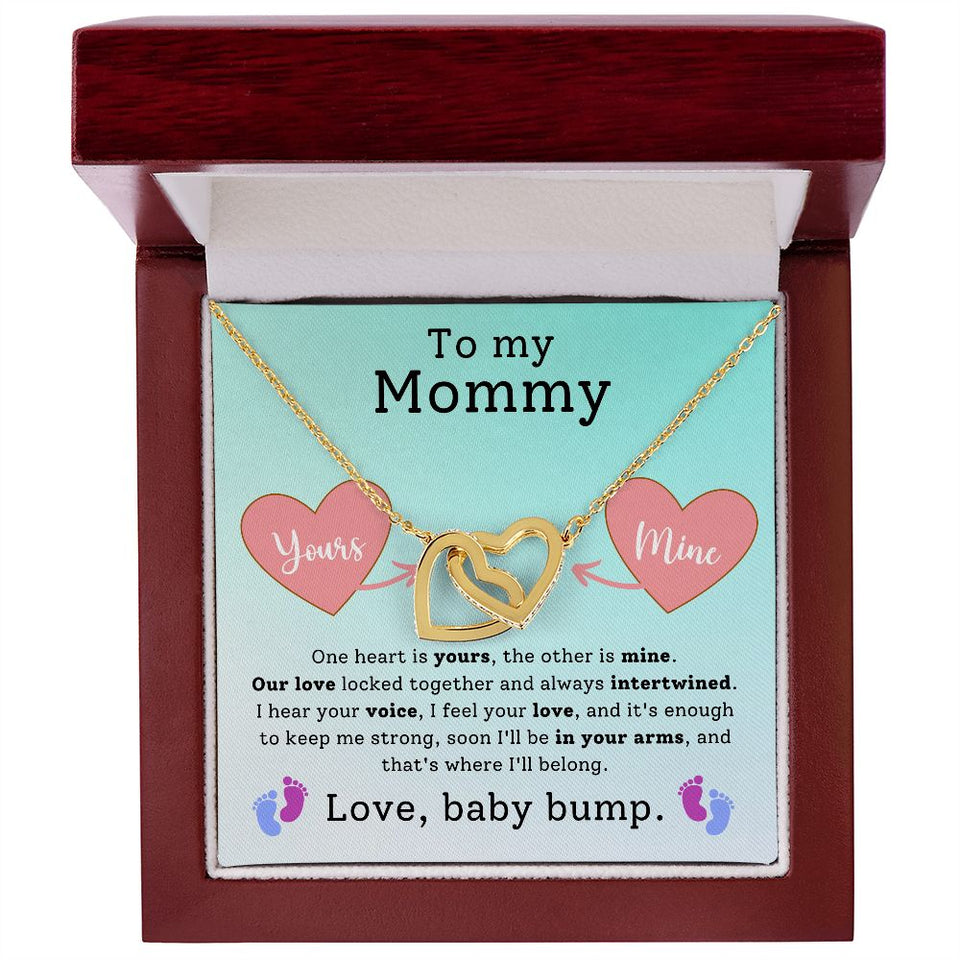 To My Mommy - I Hear Your Voice, I Feel Your Love Interlocking Hearts Necklace