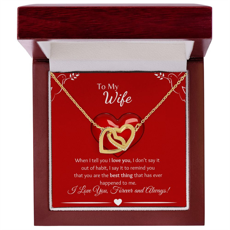 To My Wife - Interlocking Hearts Necklace - Two Doves Gift For Mom, necklace For Wife, Gift For Mother's Day