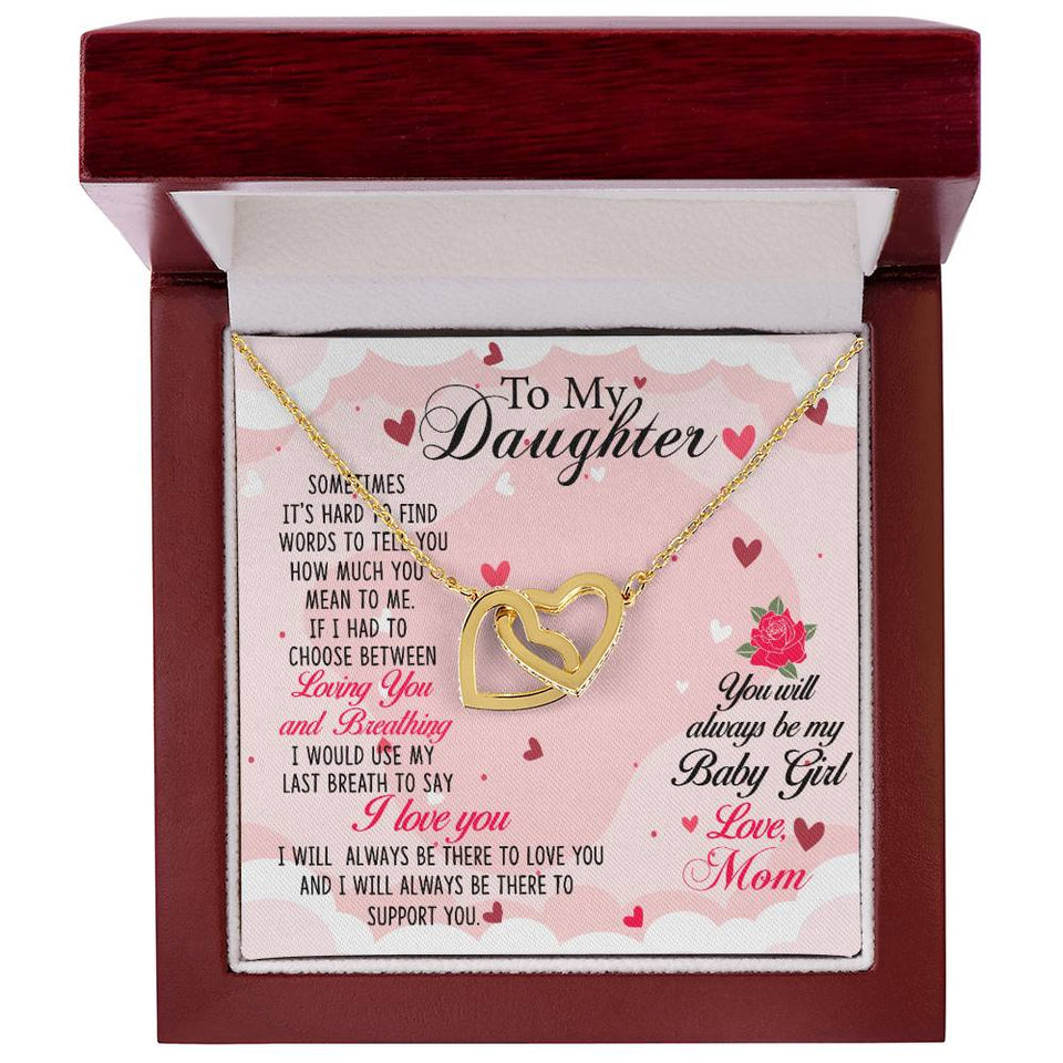 Daughter Always My Baby Girl Interlocking Hearts Necklace