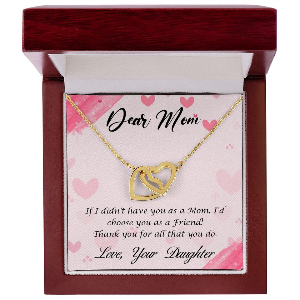 Dear Mom, Thank You Mom necklace, Interlocking Hearts Necklace