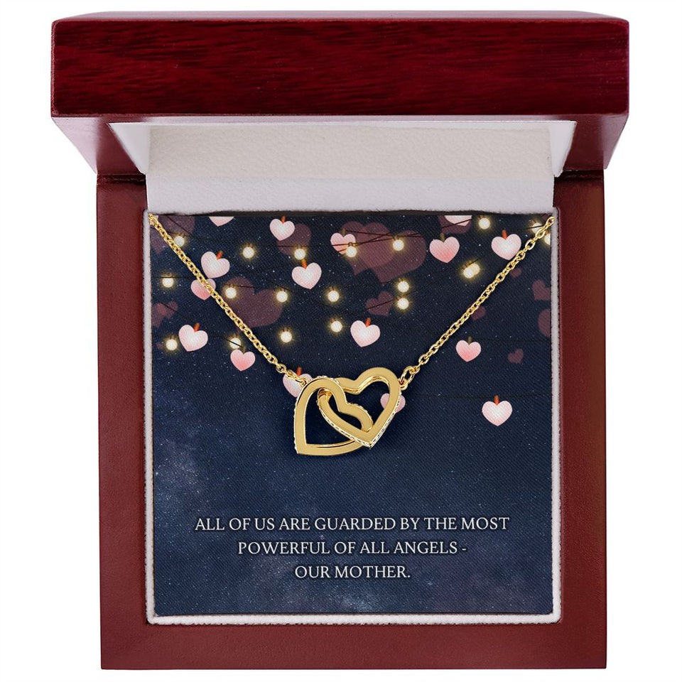 Guarded by our Mother Interlocking Hearts Necklace
