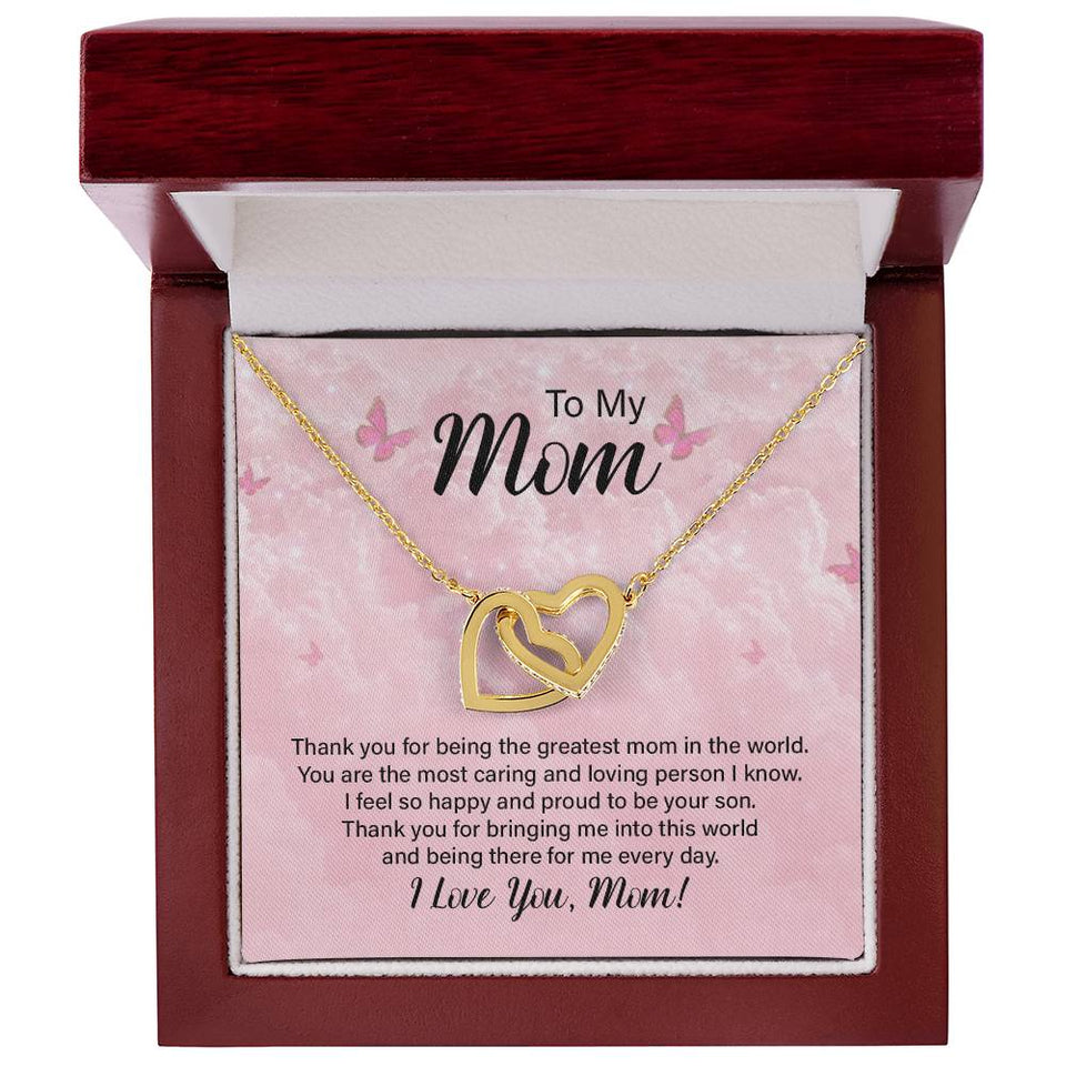 Mom Thank You Interlocking Hearts Necklace