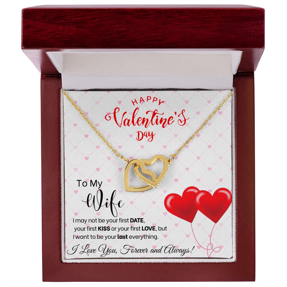 To My Wife - Interlocking Hearts Necklace - Red Balloons Gift For Mom, necklace For Wife, Gift For Mother's Day