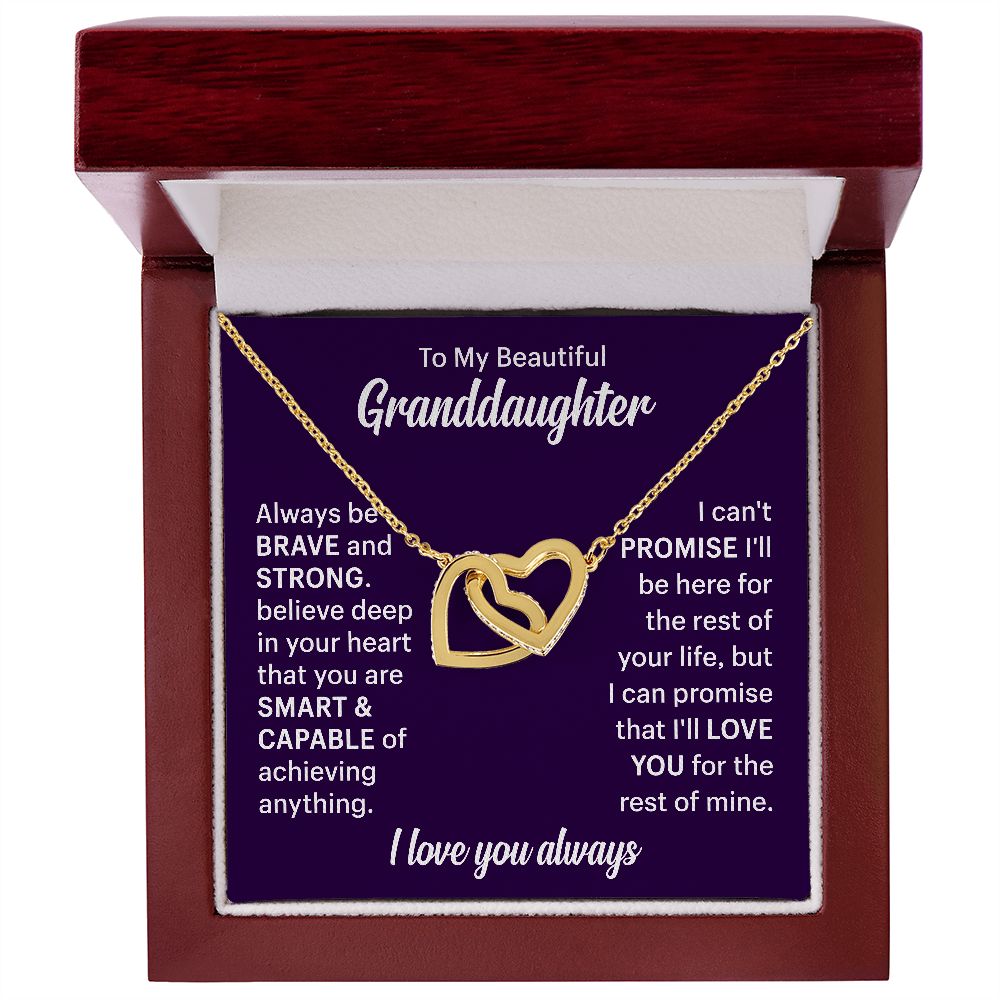 To My Beautiflul Granddaughter Necklace - I Love You Always, Interlocking Hearts Necklace