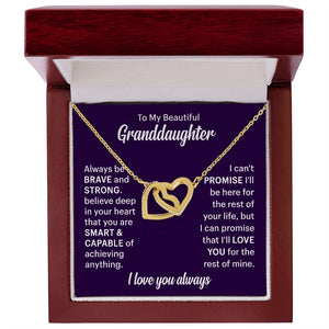 To My Beautiflul Granddaughter Necklace - I Love You Always, Interlocking Hearts Necklace
