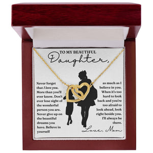 Right Beside You - Interlocking Hearts Necklace For Daughter