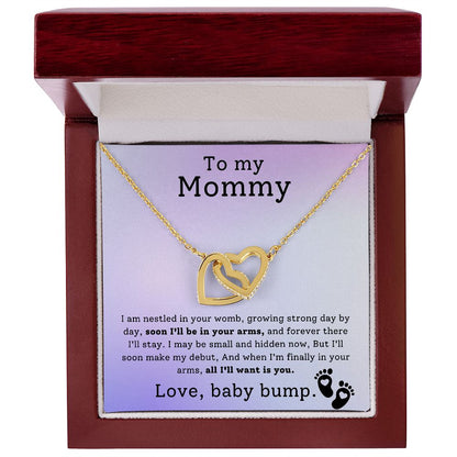 To My Mommy - Soon I'll Be In Your Arms Interlocking Hearts Necklace