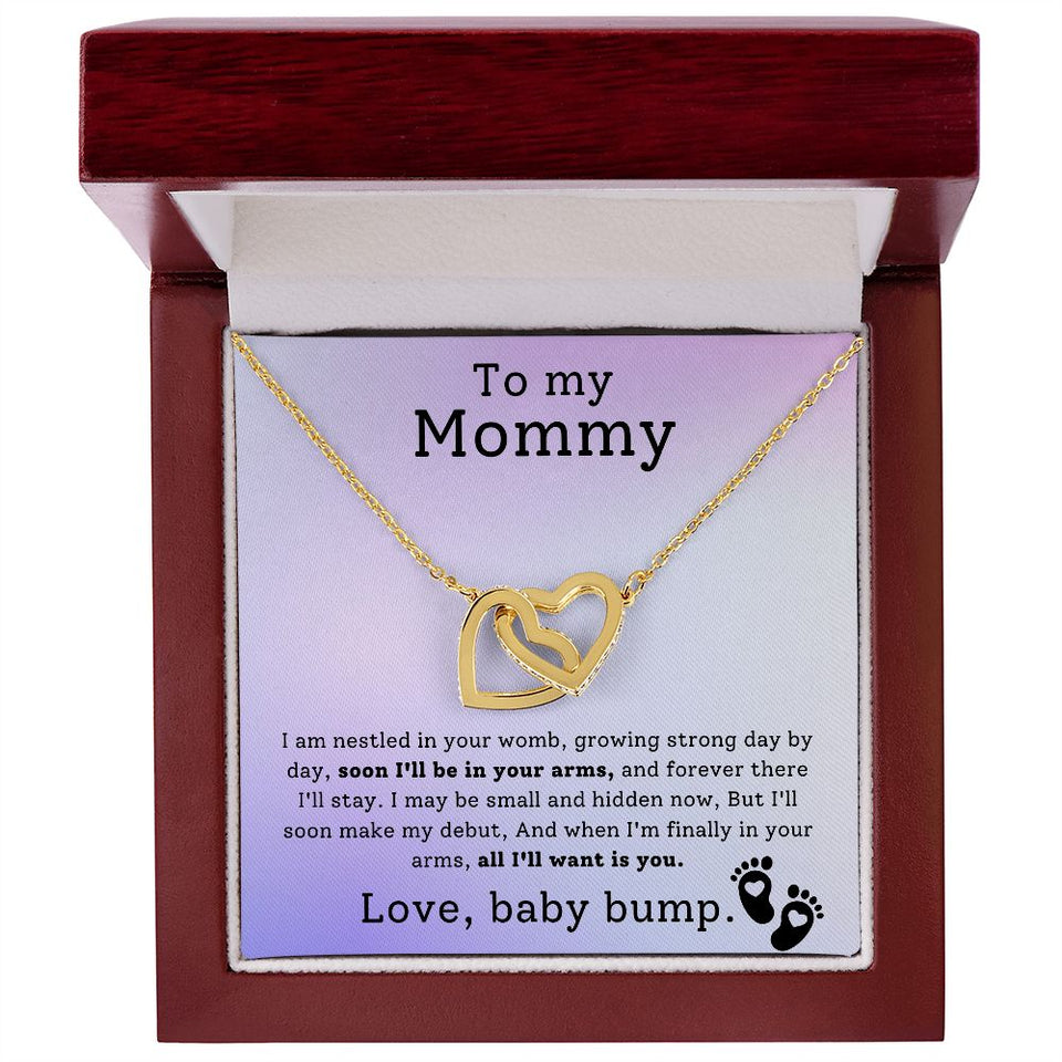 To My Mommy - Soon I'll Be In Your Arms Interlocking Hearts Necklace
