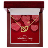 Happy Valentine's Day Interlocking Hearts Pendant Necklace Gift For Mom, necklace For Wife, Gift For Mother's Day