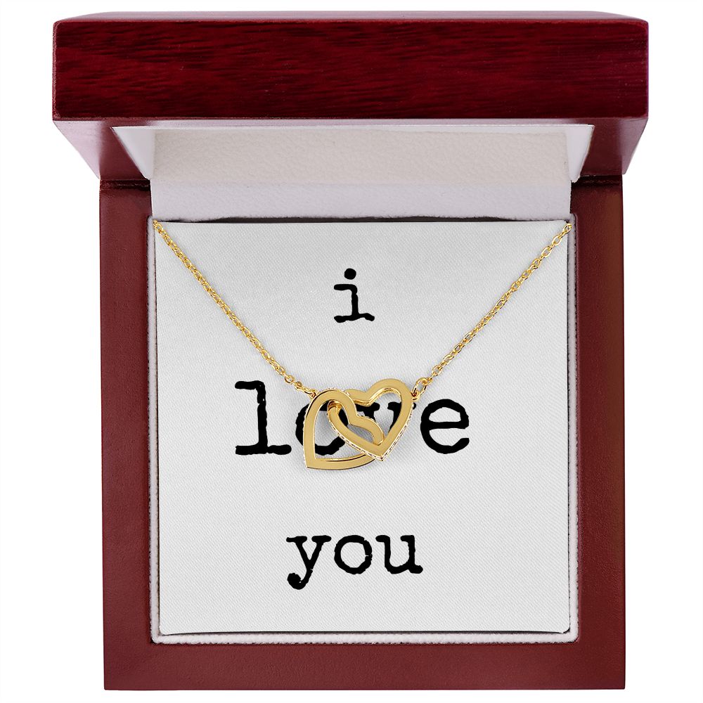 i love you - Interlocking Hearts Necklace - White Gift For Mom, necklace For Wife, Gift For Mother's Day