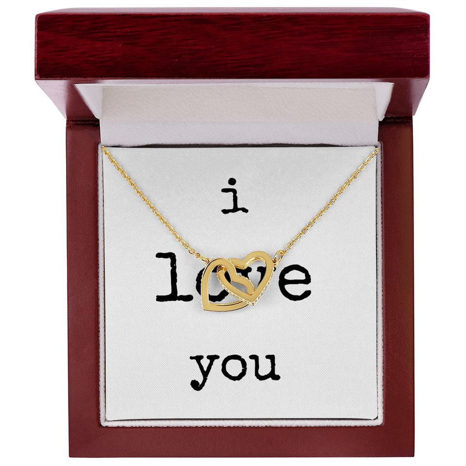 i love you - Interlocking Hearts Necklace - White Gift For Mom, necklace For Wife, Gift For Mother's Day
