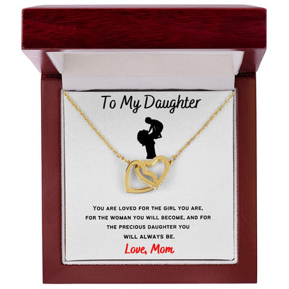 To My Daughter - Interlocking Hearts Necklace Mother & Daughter Cutout