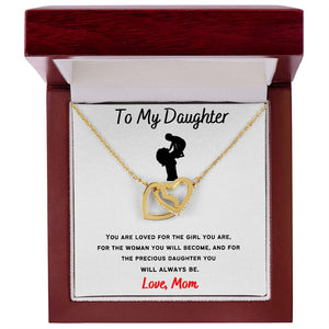 To My Daughter - Interlocking Hearts Necklace Mother & Daughter Cutout