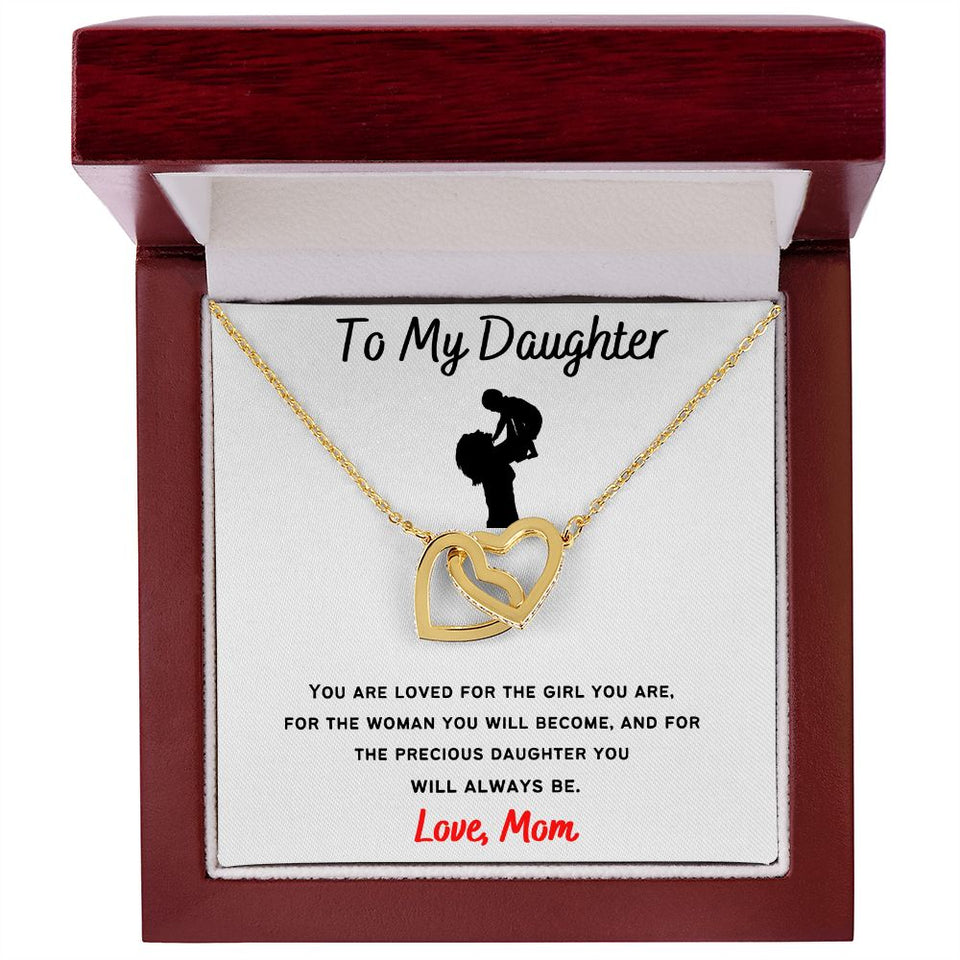 To My Daughter - Interlocking Hearts Necklace Mother & Daughter Cutout