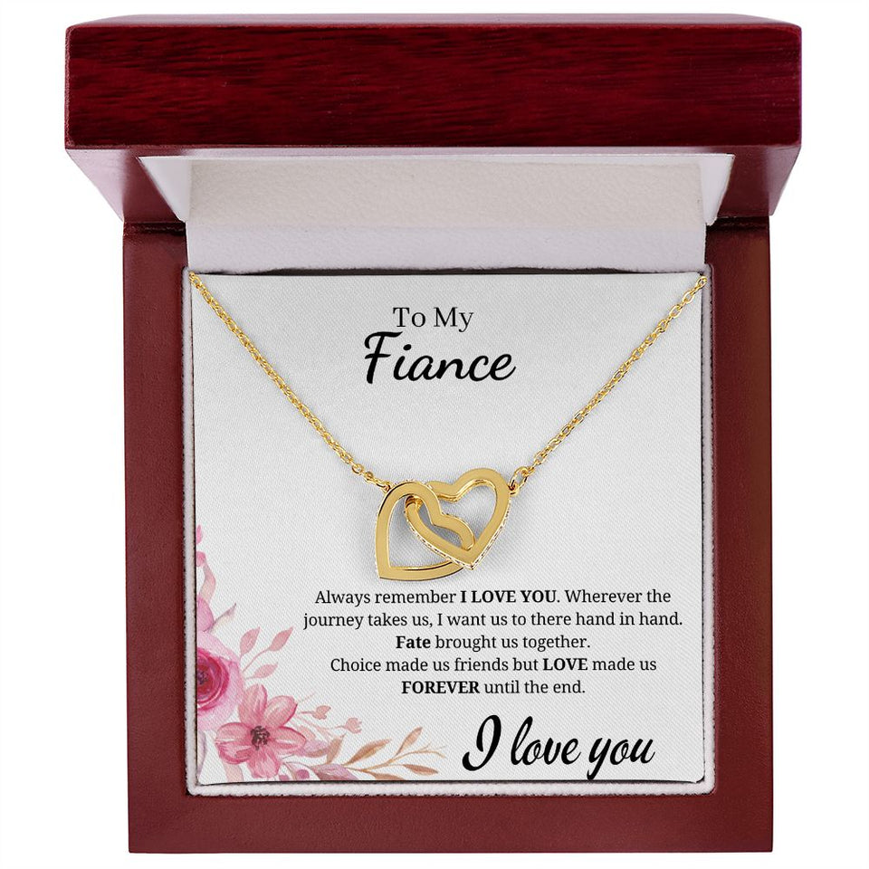 To My Fiance -  Interlocking Hearts - Till The End - White Card Gift For Mom, necklace For Wife, Gift For Mother's Day