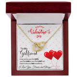 To My Girlfriend - Interlocking Hearts Necklace - Red Balloons Gift For Mom, necklace For Wife, Gift For Mother's Day
