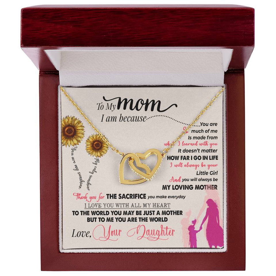 Mom You Are My Sunshine Interlocking Hearts Necklace