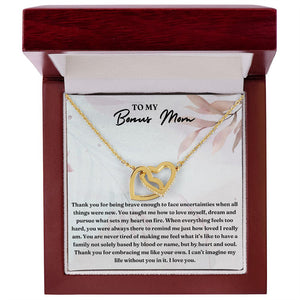 Thank You For Embracing Me Like Your Own - Interlocking Hearts Necklace For Bonus Mom
