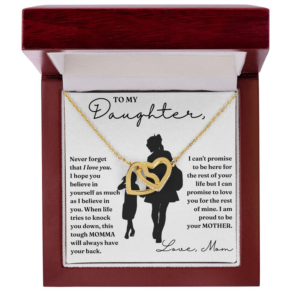 To My Daughter necklace, My Promise - Interlocking Hearts Necklace For Daughter