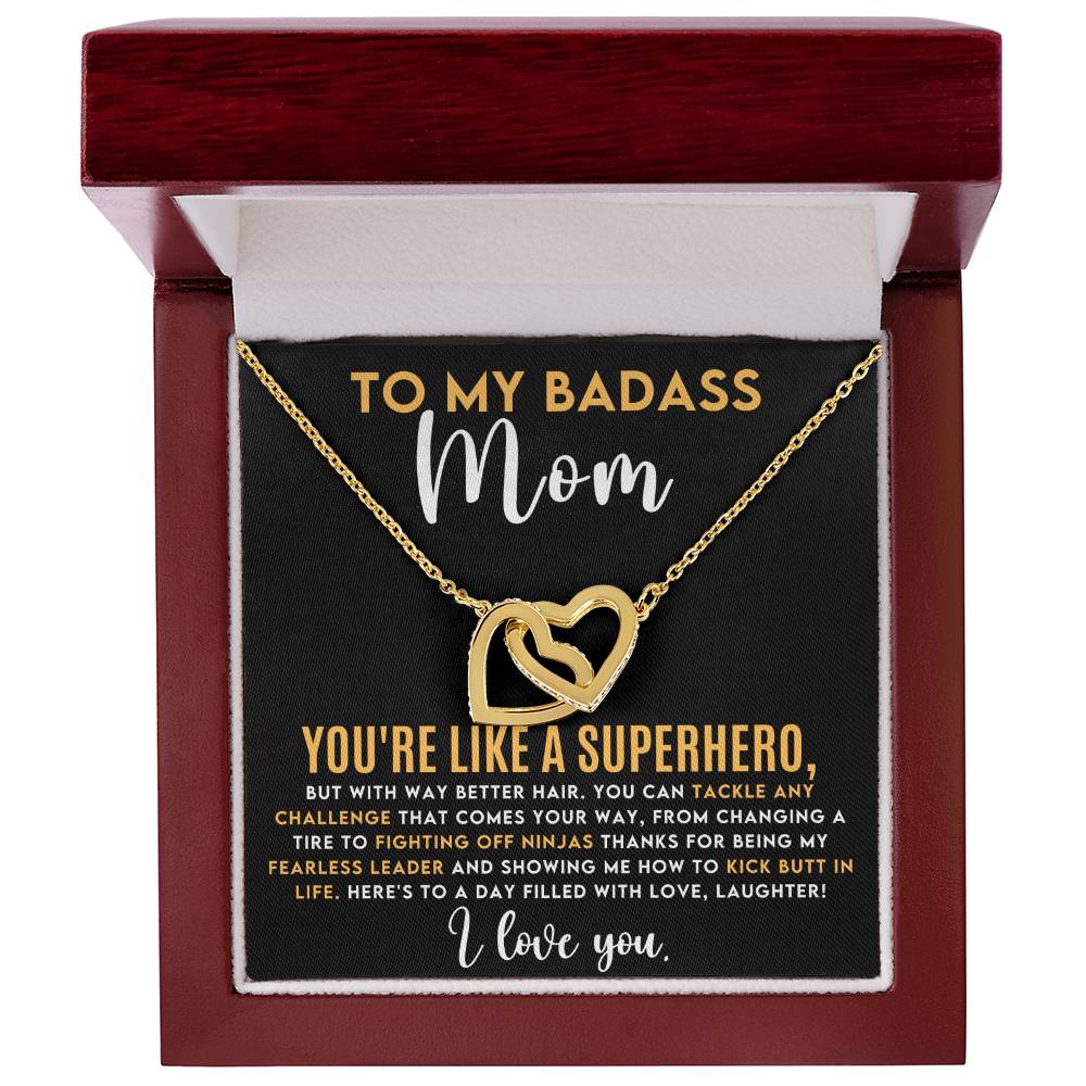 Badass Mom Interlocking Hearts Necklace