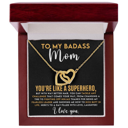 Badass Mom Interlocking Hearts Necklace